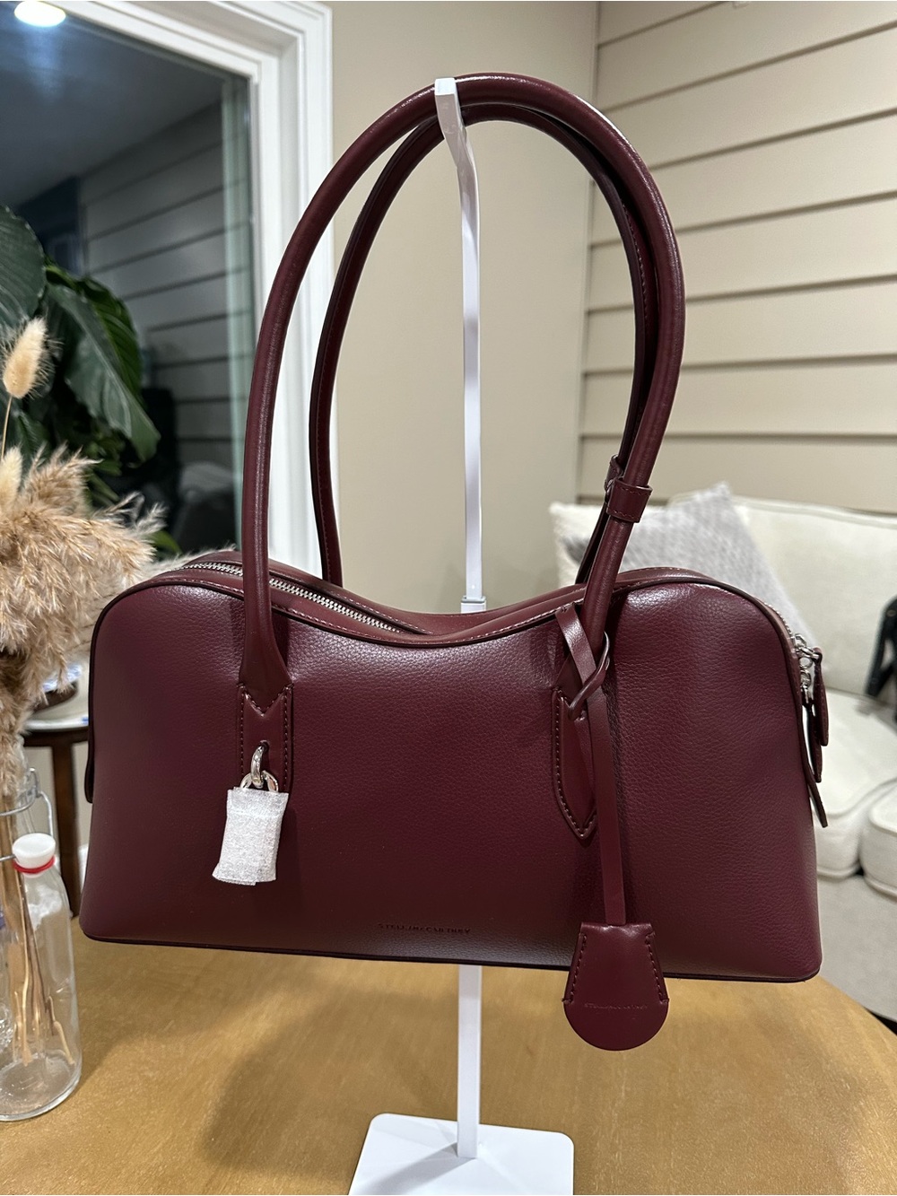 Stella McCartney Eco Grainy Alter Mat Ryder Shoulder Bag Bordeaux
